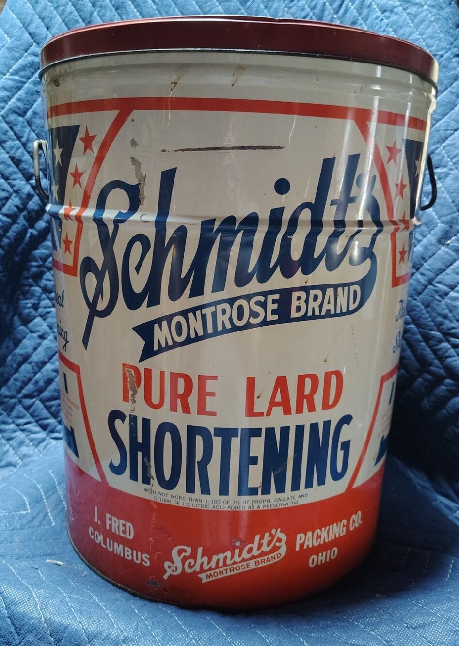 Vintage 50 lb Metal LARD tin